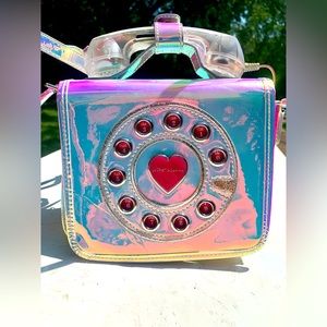 Betsey Johnson Iridescent Retro Phone Purse/Crossbody